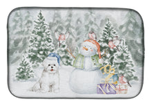 Load image into Gallery viewer, Bichon Frise with Christmas Presents Dish Drying Mat – Absorbent, Artistic Kitchen Essentials