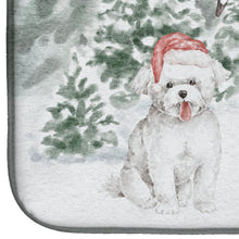 Load image into Gallery viewer, Bichon Frise Smiling with Christmas Presents Dish Drying Mat – Absorbent, Artistic Kitchen Essentials