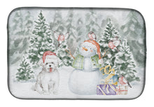 Load image into Gallery viewer, Bichon Frise Smiling with Christmas Presents Dish Drying Mat – Absorbent, Artistic Kitchen Essentials