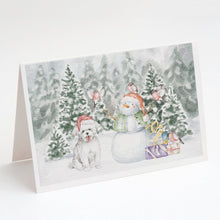 Load image into Gallery viewer, Bichon Frise Smiling with Christmas Presents Greeting Cards -  Blank Note Cards – 8-Pack of Artist-Designed Cards with Envelopes