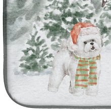 Load image into Gallery viewer, Bichon Frise Standing with Christmas Presents Dish Drying Mat – Absorbent, Artistic Kitchen Essentials