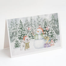 Load image into Gallery viewer, Bichon Frise Standing with Christmas Presents Greeting Cards -  Blank Note Cards – 8-Pack of Artist-Designed Cards with Envelopes
