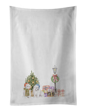 Load image into Gallery viewer, Samoyed Puppy Duo with Christmas Wonderland White Kitchen Towel Set of 2