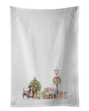 Load image into Gallery viewer, Dachshund Chocolate with Christmas Wonderland White Kitchen Towel Set of 2