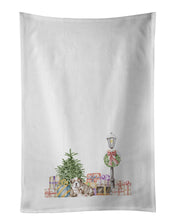 Load image into Gallery viewer, Bulldog Puppy with Christmas Wonderland White Kitchen Towel Set of 2