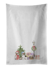 Load image into Gallery viewer, Jack Russell Terrier Puppy Duo with Christmas Wonderland White Kitchen Towel Set of 2