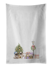 Load image into Gallery viewer, Pug Puppy Fawn Duo with Christmas Wonderland White Kitchen Towel Set of 2
