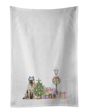 Load image into Gallery viewer, German Shepherd Sitting with Christmas Wonderland White Kitchen Towel Set of 2