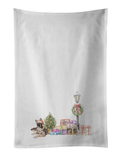 Load image into Gallery viewer, German Shepherd Relaxing with Christmas Wonderland White Kitchen Towel Set of 2