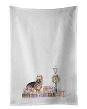 Load image into Gallery viewer, German Shepherd Standing with Christmas Wonderland White Kitchen Towel Set of 2