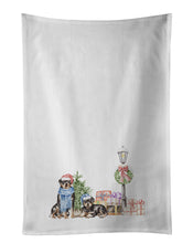 Load image into Gallery viewer, Rottweiler Duo with Christmas Wonderland White Kitchen Towel Set of 2