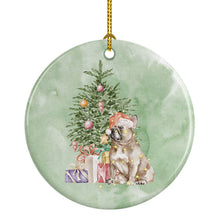 Load image into Gallery viewer, Christmas French Bulldog Fawn Ornament - Round Ceramic Ornament – Artist-Designed Keepsake Decoration