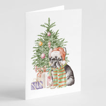 Load image into Gallery viewer, Christmas French Bulldog Black #2 Greeting Cards -  Blank Note Cards – 8-Pack of Artist-Designed Cards with Envelopes