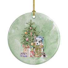 Load image into Gallery viewer, Christmas Cardigan Corgi Blue Merle Ornament - Round Ceramic Ornament – Artist-Designed Keepsake Decoration