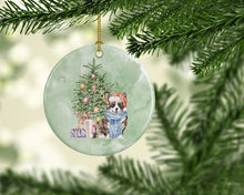 Load image into Gallery viewer, Christmas Cardigan Corgi Ornament - Round Ceramic Ornament – Artist-Designed Keepsake Decoration