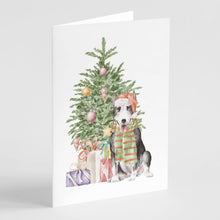 Load image into Gallery viewer, Christmas Bull Terrier Black Greeting Cards -  Blank Note Cards – 8-Pack of Artist-Designed Cards with Envelopes