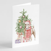 Load image into Gallery viewer, Christmas Bull Terrier Red Greeting Cards -  Blank Note Cards – 8-Pack of Artist-Designed Cards with Envelopes