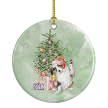 Load image into Gallery viewer, Christmas Australian Shepherd Hi Five Ornament - Round Ceramic Ornament – Artist-Designed Keepsake Decoration