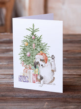 Load image into Gallery viewer, Christmas Australian Shepherd Hi Five Greeting Cards -  Blank Note Cards – 8-Pack of Artist-Designed Cards with Envelopes