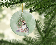 Load image into Gallery viewer, Christmas Australian Shepherd #2 Ornament - Round Ceramic Ornament – Artist-Designed Keepsake Decoration
