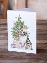 Load image into Gallery viewer, Christmas Australian Shepherd #2 Greeting Cards -  Blank Note Cards – 8-Pack of Artist-Designed Cards with Envelopes