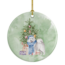 Load image into Gallery viewer, Christmas Samoyed #2 Ornament - Round Ceramic Ornament – Artist-Designed Keepsake Decoration