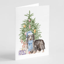 Load image into Gallery viewer, Christmas Dachshund Longhair Black Tan Greeting Cards -  Blank Note Cards – 8-Pack of Artist-Designed Cards with Envelopes