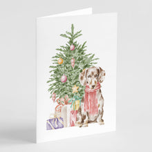 Load image into Gallery viewer, Christmas Dachshund Chocolate Piebald Dapple  Greeting Cards -  Blank Note Cards – 8-Pack of Artist-Designed Cards with Envelopes