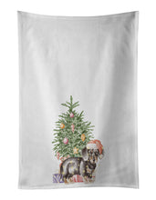 Load image into Gallery viewer, Dachshund Black Tan Puppy Christmas Presents and Tree White Kitchen Towel Set of 2