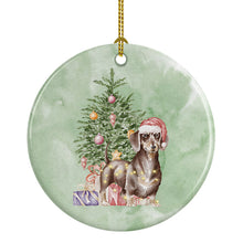 Load image into Gallery viewer, Christmas Dachshund Chocolate Tan Ornament - Round Ceramic Ornament – Artist-Designed Keepsake Decoration