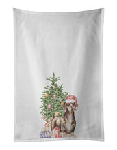 Load image into Gallery viewer, Dachshund Chocolate Tan Christmas Presents and Tree White Kitchen Towel Set of 2
