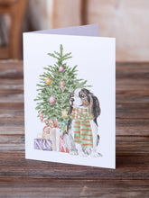 Load image into Gallery viewer, Christmas Cavalier Spaniel Tricolor Greeting Cards -  Blank Note Cards – 8-Pack of Artist-Designed Cards with Envelopes