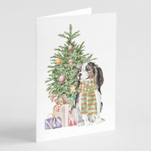 Load image into Gallery viewer, Christmas Cavalier Spaniel Tricolor Greeting Cards -  Blank Note Cards – 8-Pack of Artist-Designed Cards with Envelopes