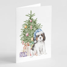 Load image into Gallery viewer, Christmas Cavalier Spaniel Tricolor Puppy Greeting Cards -  Blank Note Cards – 8-Pack of Artist-Designed Cards with Envelopes
