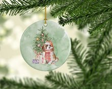 Load image into Gallery viewer, Christmas Cavalier Spaniel Bleheim Puppy Ornament - Round Ceramic Ornament – Artist-Designed Keepsake Decoration