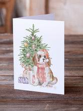 Load image into Gallery viewer, Christmas Cavalier Spaniel Bleheim Puppy Greeting Cards -  Blank Note Cards – 8-Pack of Artist-Designed Cards with Envelopes