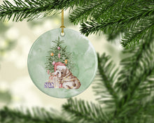 Load image into Gallery viewer, Christmas English Bulldog Puppy Ornament - Round Ceramic Ornament – Artist-Designed Keepsake Decoration