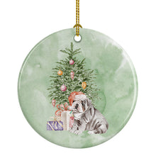 Load image into Gallery viewer, Christmas English Bulldog Puppy #2 Ornament - Round Ceramic Ornament – Artist-Designed Keepsake Decoration