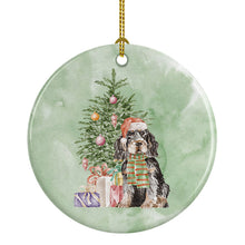 Load image into Gallery viewer, Christmas English Cocker Spaniel Black Tan Ornament - Round Ceramic Ornament – Artist-Designed Keepsake Decoration
