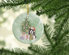 Load image into Gallery viewer, Christmas Basset Hound Puppy Ornament - Round Ceramic Ornament – Artist-Designed Keepsake Decoration
