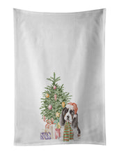Load image into Gallery viewer, Basset Hound Puppy Christmas Presents and Tree White Kitchen Towel Set of 2