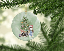 Load image into Gallery viewer, Christmas Basset Hound  Ornament - Round Ceramic Ornament – Artist-Designed Keepsake Decoration