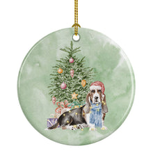 Load image into Gallery viewer, Christmas Basset Hound  Ornament - Round Ceramic Ornament – Artist-Designed Keepsake Decoration