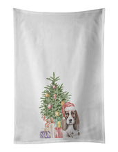 Load image into Gallery viewer, Basset Hound Puppy #2 Christmas Presents and Tree White Kitchen Towel Set of 2