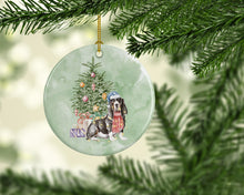Load image into Gallery viewer, Christmas Basset Hound  #2 Ornament - Round Ceramic Ornament – Artist-Designed Keepsake Decoration
