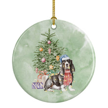 Load image into Gallery viewer, Christmas Basset Hound  #2 Ornament - Round Ceramic Ornament – Artist-Designed Keepsake Decoration