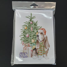 Load image into Gallery viewer, Christmas Basset Hound  #3 Greeting Cards -  Blank Note Cards – 8-Pack of Artist-Designed Cards with Envelopes