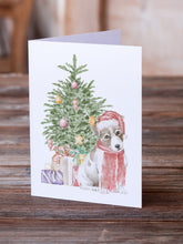 Load image into Gallery viewer, Christmas Jack Russell Terrier Smooth Puppy Greeting Cards -  Blank Note Cards – 8-Pack of Artist-Designed Cards with Envelopes