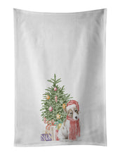 Load image into Gallery viewer, Jack Russell Terrier Smooth Puppy Christmas Presents and Tree White Kitchen Towel Set of 2