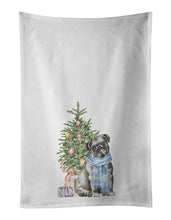 Load image into Gallery viewer, Pug Black Christmas Presents and Tree White Kitchen Towel Set of 2